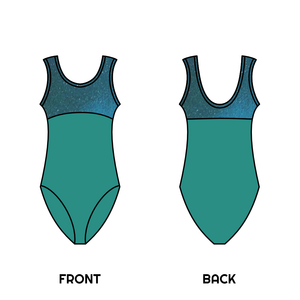 SALE - BRIANA - TEAL NYLON LYCRA TANK LEOTARD WITH PANEL - 4 (DRESS SIZE 10-12)