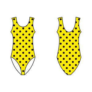 CLAIRE - NYLON LYCRA SLEEVELESS PLAIN FRONT LEOTARD - YELLOW POLKA DOT