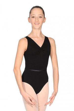 CSHEREE - COTTON LYCRA SLEEVELESS LEOTARD WITH A GATHERED BUSTLINE & BELT