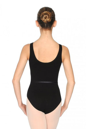 CSHEREE - COTTON LYCRA SLEEVELESS LEOTARD WITH A GATHERED BUSTLINE & BELT