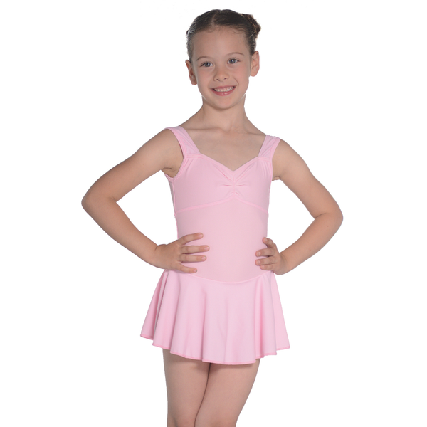 EMILIE - MATT LYCRA SLEEVELESS SKIRTED LEOTARD WITH FRONT GATHER