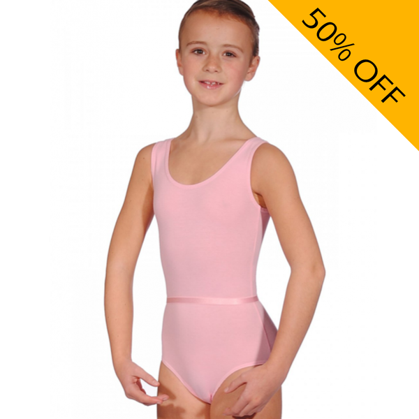 SALE - GRACE - COTTON SLEEVELESS PLAIN FRONT LEOTARD