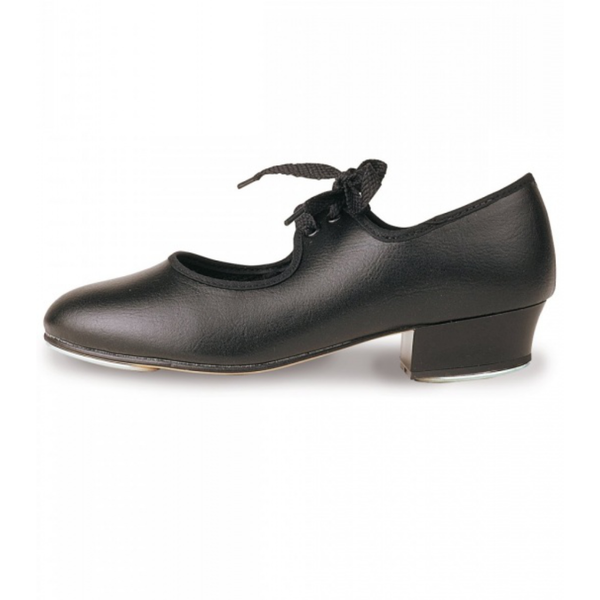 LHP - BLACK PU TAP SHOES - FITTED HEEL & TOE TAPS - LOW HEEL