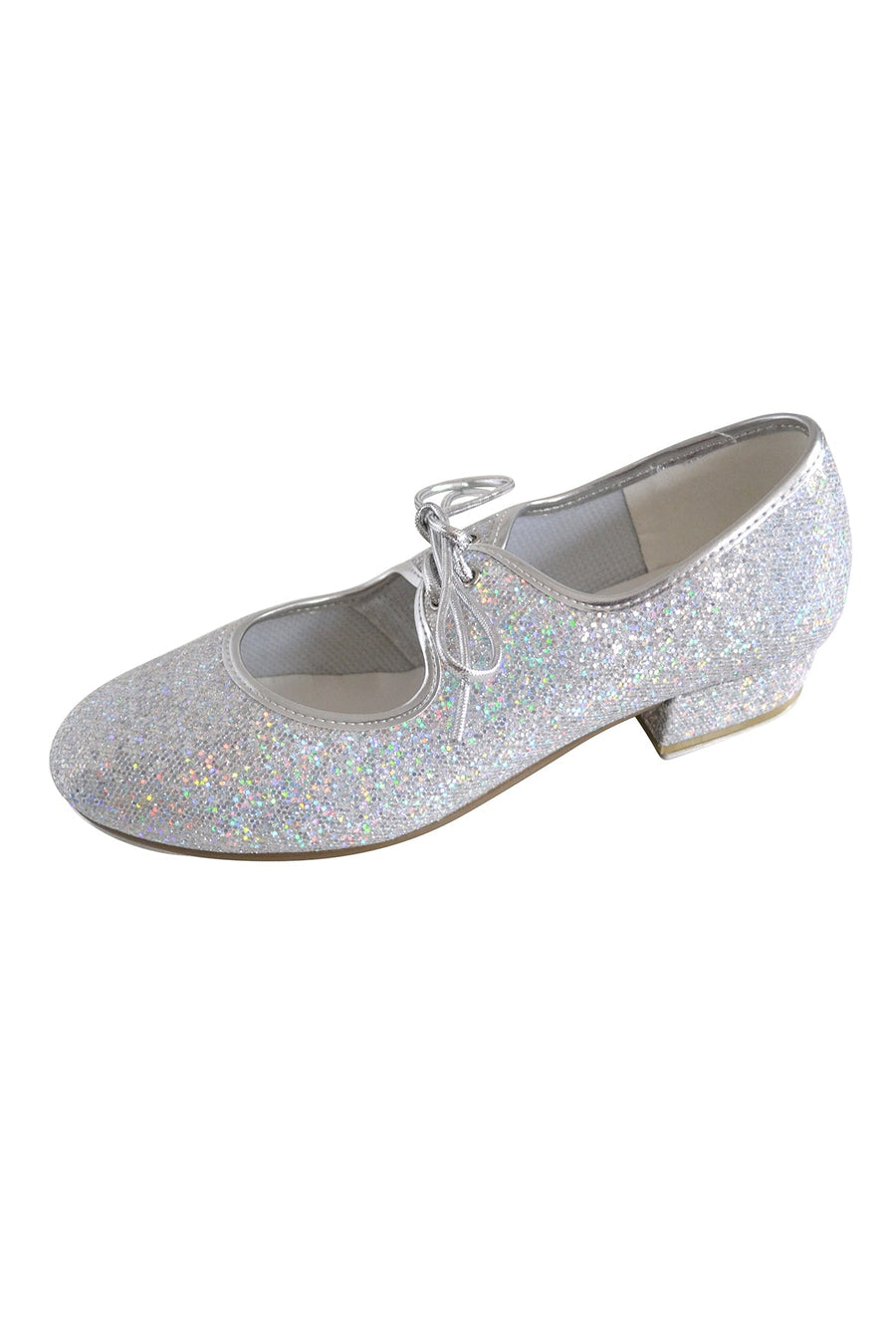 LHPH - SILVER HOLOGRAM LOW HEEL TAP SHOES WITH HEEL & TOE TAPS