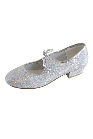ROCH VALLEY SILVER HOLOGRAM LOW HEEL TAP SHOES WITH HEEL & TOE TAPS