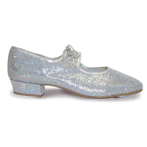 ROCH VALLEY SILVER HOLOGRAM LOW HEEL TAP SHOES WITH HEEL & TOE TAPS