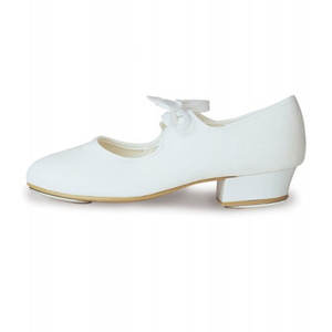 LHP - WHITE PU TAP SHOES - FITTED HEEL & TOE TAPS - LOW HEEL