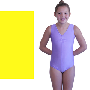 SALE - LOUISE - LYCRA SLEEVELESS GATHERED FRONT LEOTARD - YELLOW - 3 (DRESS SIZE 8-10)