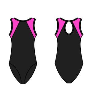 MADDIE - MATT LYCRA SLEEVELESS LEOTARD WITH CONTRAST PANELS