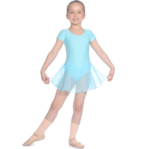 RV2383 - MATT LYCRA SHORT SLEEVE SKIRTED LEOTARD (GEORGETTE SKIRT)