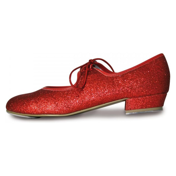 DOROTHY - RUBY GLITTER LOW HEEL TAP SHOES WITH HEEL & TOE TAPS