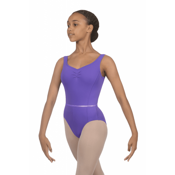 ELIZABETH - MICROFIBRE RUCHE FRONT SLEEVELESS LEOTARD