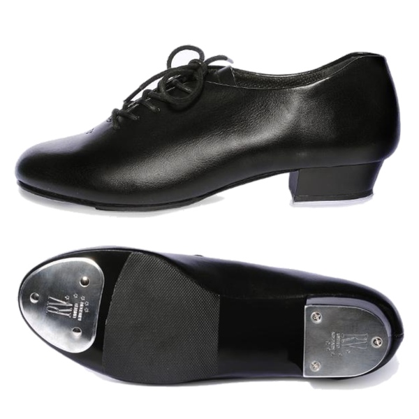 RVJTAP - BLACK LEATHER LOOK OXFORD TAP SHOES - FITTED HEEL & TOE TAPS