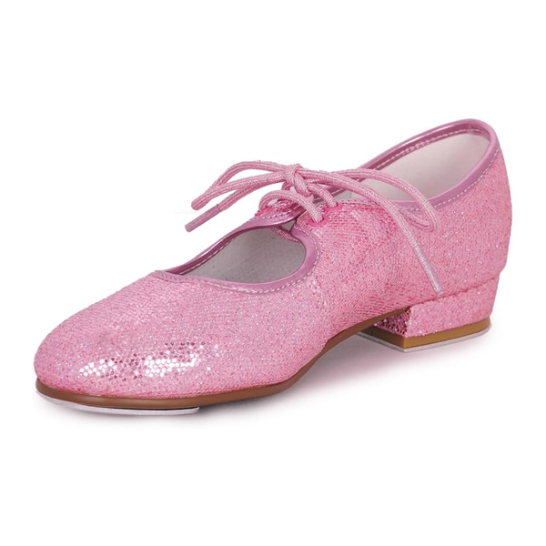 LHPH - PINK HOLOGRAM LOW HEEL TAP SHOES WITH HEEL & TOE TAPS