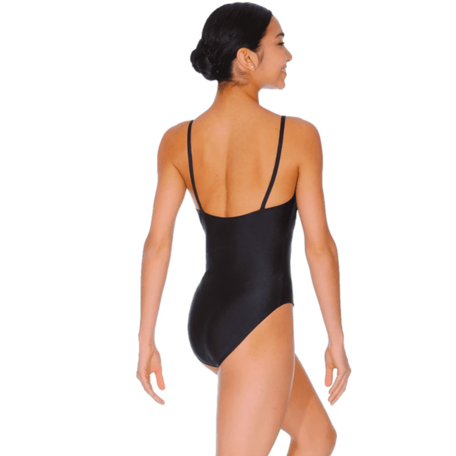 TARA - NYLON LYCRA PANELLED CAMISOLE LEOTARD WITH GATHERED BUSTLINE