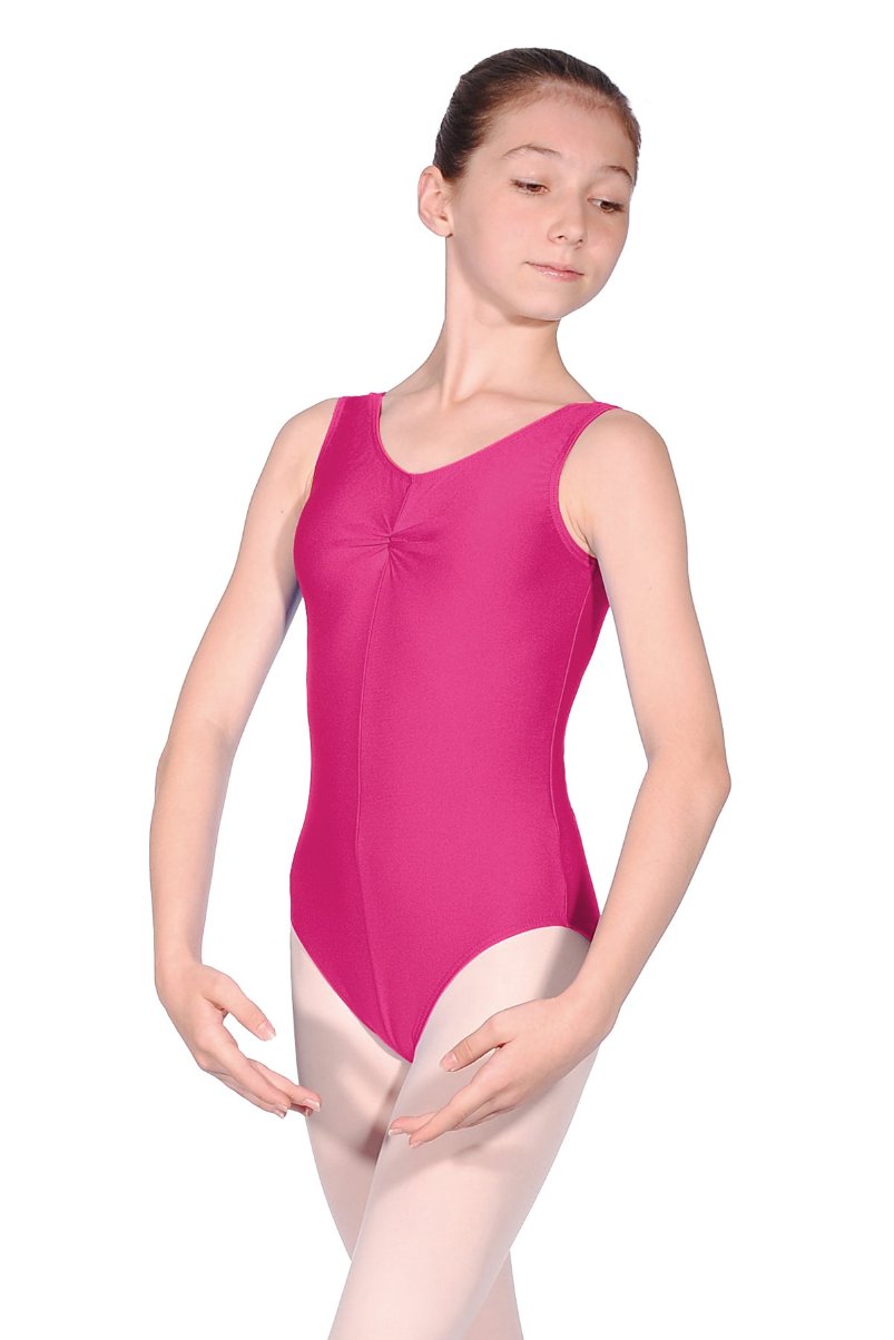 SHEREE - NYLON LYCRA SLEEVELESS LEOTARD WITH A GATHERED BUSTLINE