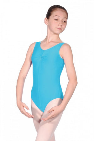 SHEREE - NYLON LYCRA SLEEVELESS LEOTARD WITH A GATHERED BUSTLINE