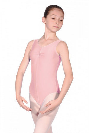 SHEREE - NYLON LYCRA SLEEVELESS LEOTARD WITH A GATHERED BUSTLINE