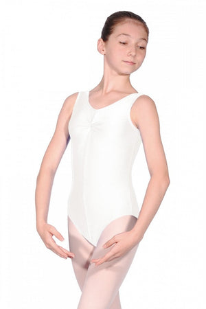 SHEREE - NYLON LYCRA SLEEVELESS LEOTARD WITH A GATHERED BUSTLINE