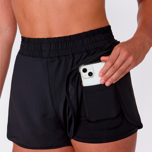 BLACK 2 IN 1 LAYERED DANCE SHORTS