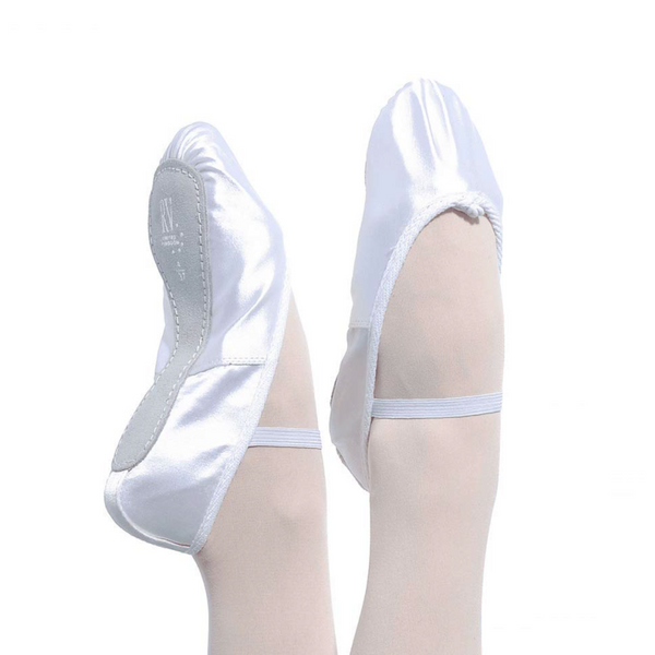 SS/S - WHITE SATIN FULL SOLE BALLET SHOES