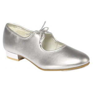TAPPERS & POINTERS SILVER PU LOW HEEL TAP SHOES - SIZE 2