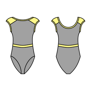 SALE - TRUDIE - GREY & LEMON MERYL CAP SLEEVE LEOTARD