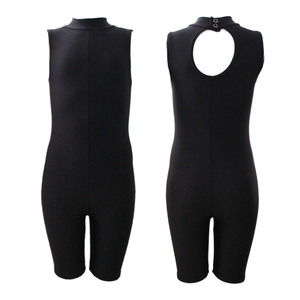 SALE - ZARA - LYCRA SLEEVELESS POLO NECK CYCLE LEG UNITARD - BLACK