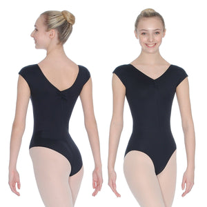 ROCH VALLEY ARIOSO CAP SLEEVE MICROFIBRE LEOTARD WITH A RUCHE FRONT & BACK Dancewear Roch Valley Black 1 (Age 5-6) 