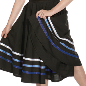 RAD BLACK CHARACTER SKIRT WITH BLUE RIBBONS