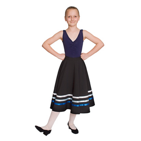 RAD BLACK CHARACTER SKIRT WITH BLUE RIBBONS