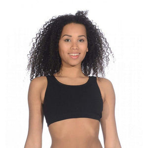 ROCH VALLEY BLACK COTTON FRONT LINED SPORTS CROP TOP