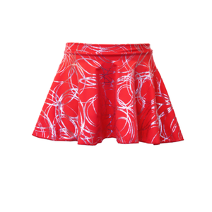 ECS RED / SILVER SWIRL CIRCULAR SKIRT - Click Dancewear