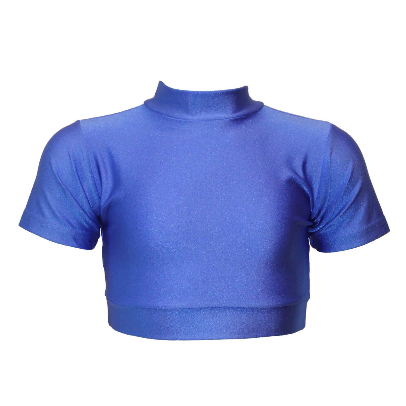 SALE HEATHER LYCRA SHORT SLEEVE POLO NECK CROP TOP