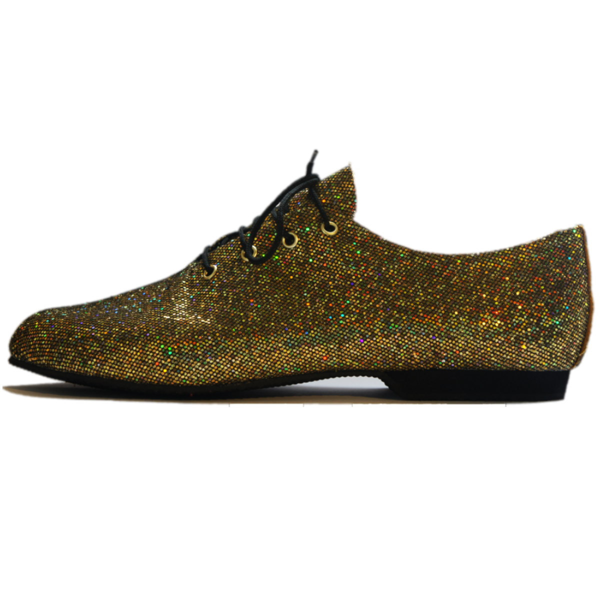 SALE GOLD HOLOGRAM LACE UP SUEDE SOLE JAZZ DANCE SHOES SIZE 4 Dancers World