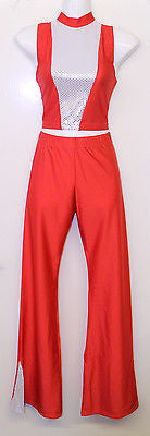 NEW - RED AND SILVER DANCE/DISCO CROP TOP & TROUSERS - 32/34"CHEST 12/13 YEARS - Click Dancewear