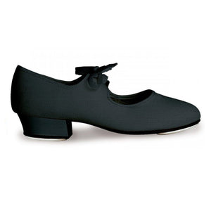ROCH VALLEY BLACK CANVAS TAP SHOES WITH FITTED HEEL AND TOE TAPS