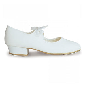 ROCH VALLEY WHITE PU TAP SHOES WITH TOE TAPS