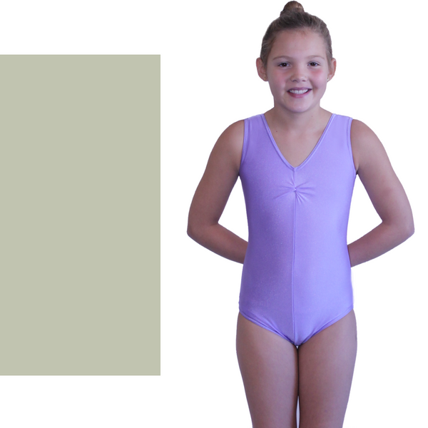 LOUISE - LYCRA SLEEVELESS GATHERED FRONT LEOTARD - SILVER - SIZE 00 (AGE 2-4)