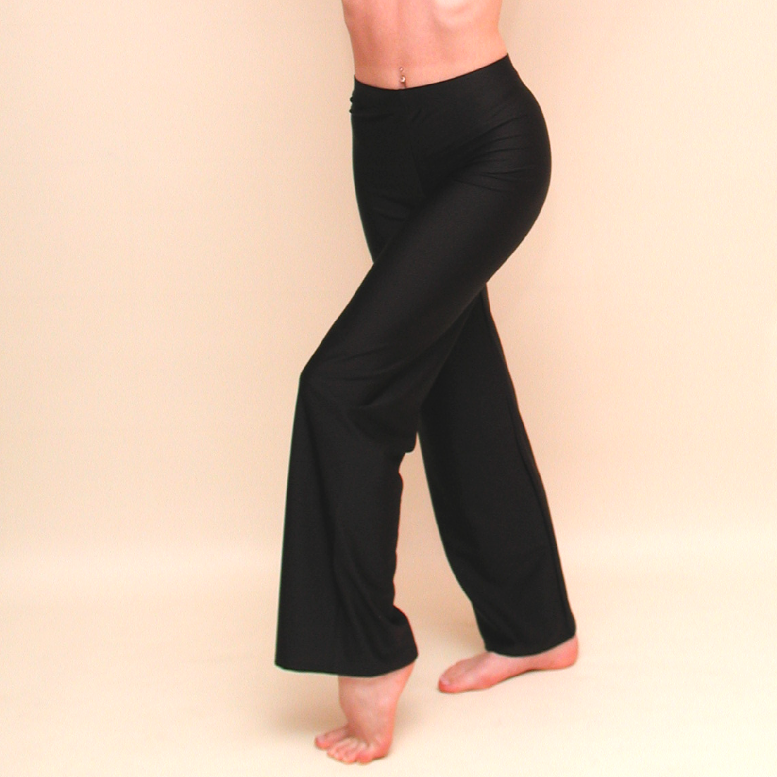 MDANNI MATT LYCRA JAZZ PANTS TROUSERS LONG LEG LENGTH BLACK