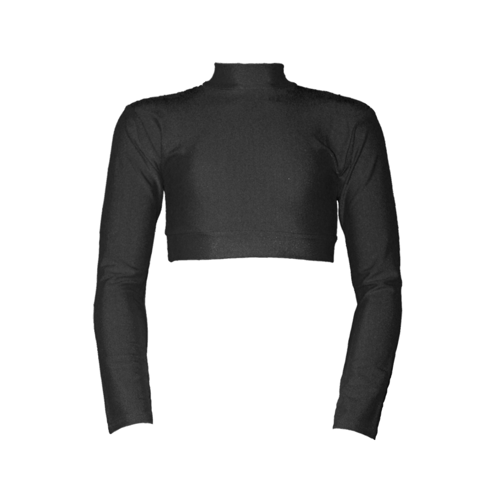 SALE PAIGE NYLON LYCRA LONG SLEEVE POLO NECK CROP TOP