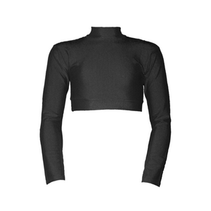 PAIGE - LYCRA LONG SLEEVE POLO NECK CROP TOP
