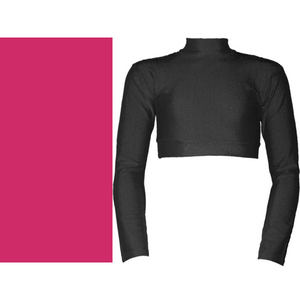 PAIGE - LYCRA LONG SLEEVE POLO NECK CROP TOP