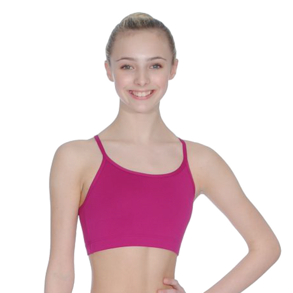ROCH VALLEY HARMONY BURGUNDY MICROFIBRE STRAPPY CROP TOP - SIZE 3A (AGE 11-13)
