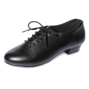 UNISEX BLACK LEATHER LOOK OXFORD TAP SHOES WITH HEEL AND TOE TAPS