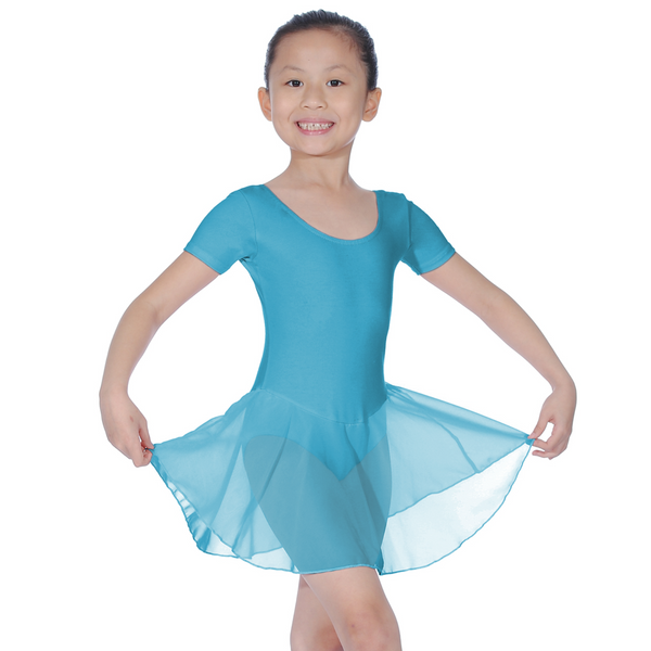 REBECCA - COTTON LYCRA SHORT SLEEVE SKIRTED LEOTARD