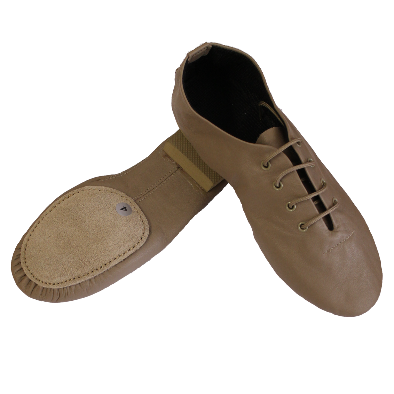 SALE TJ 2S TAN SPLIT SOLE JAZZ SHOES WITH RUBBER HEEL SUEDE SOLE ADULT SIZE 8