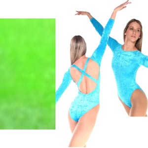 FRANCINE - FLO GREEN LOW BACK CRUSHED VELVET X BACK LEOTARD - SIZE 2A (AGE 10-11) Dancewear Arabesque 