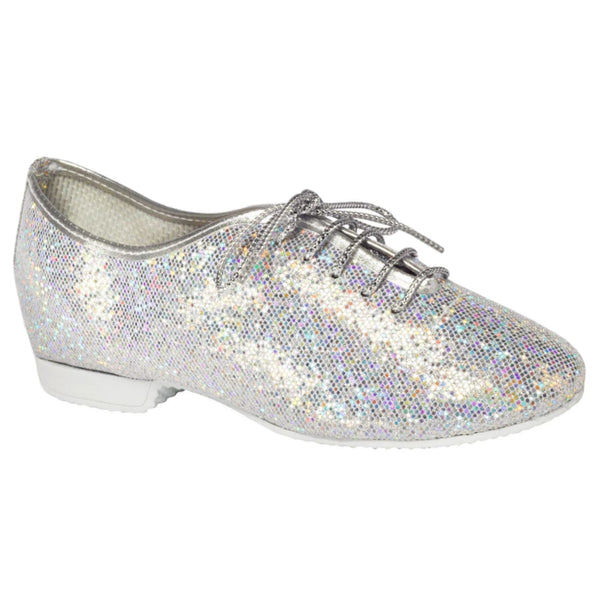 SILVER HOLOGRAM LACE UP JAZZ DANCE SHOES Dance Shoes Tappers and Pointers 